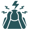 Headache icon with lightning and zigzag lines.
